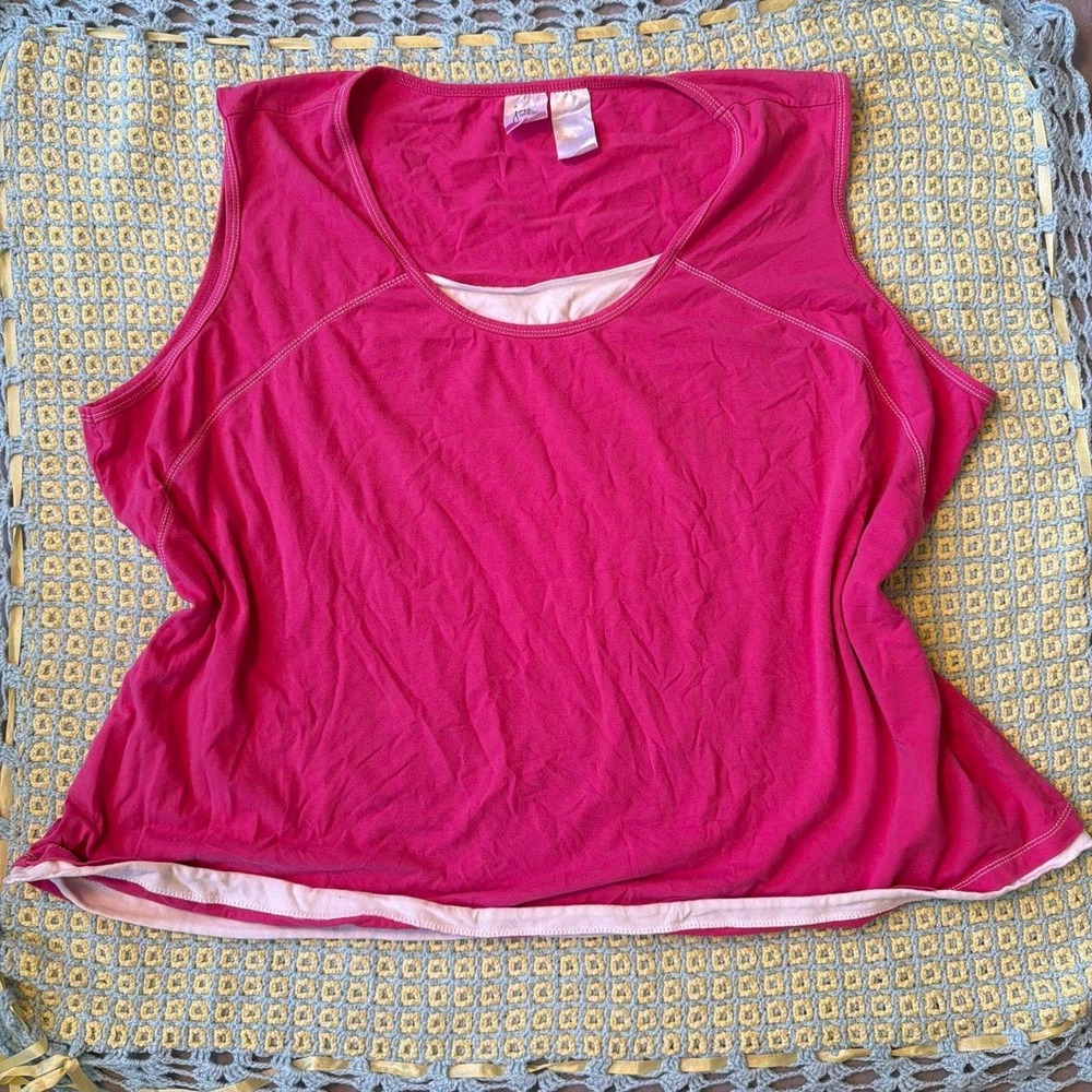 JMS Hot Pink Double Layered Tank Top 30W 32W Y2K Athleisure Camisole